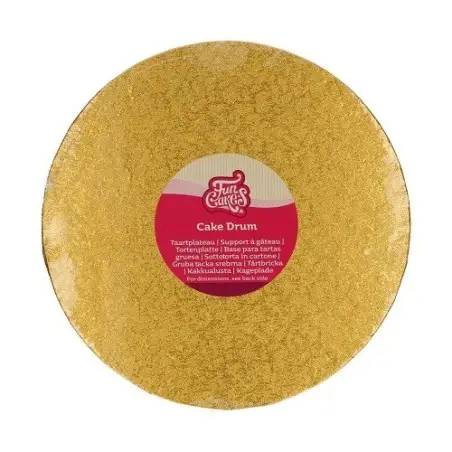 FunCakes 12mm Round Cake Board GOLD, 20cm - Metallic Gold Cake Board