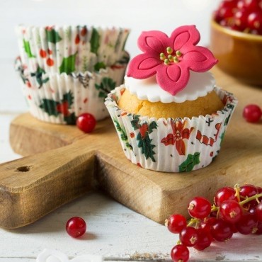 Decora Christmas Cupcake Cases – 36 pcs "Best Wishes", Ø 50 mm, Festive Bake Cups