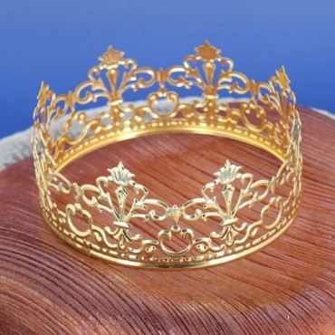 Goldene Kuchenkrone aus Metall – Patisdécor Topper für Dreikönigskuchen & Prinzessinnen-Torten