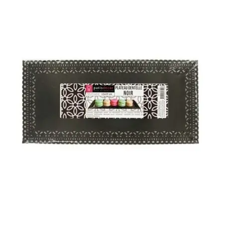 Patisdécor Black Lace Cake Tray Rectangular 19x34 cm – Reusable & Elegant