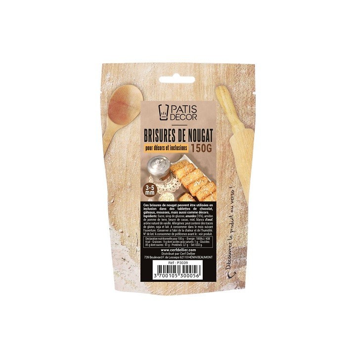 Patisdécor Nougat Chips 150 g – Crunchy Dessert Decoration & Chocolate Inclusion