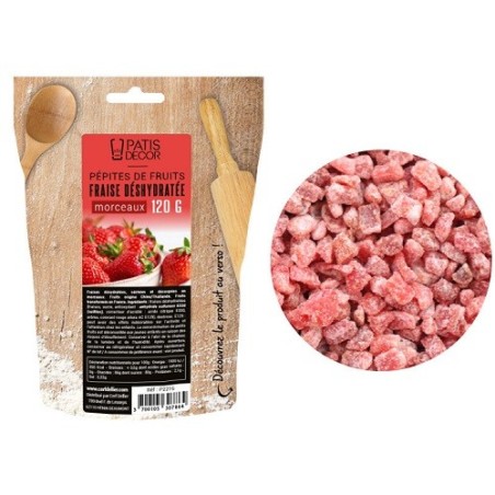 Patisdécor Getrocknete Erdbeerwürfel 120g – Fruchtige Deko für Kuchen & Desserts