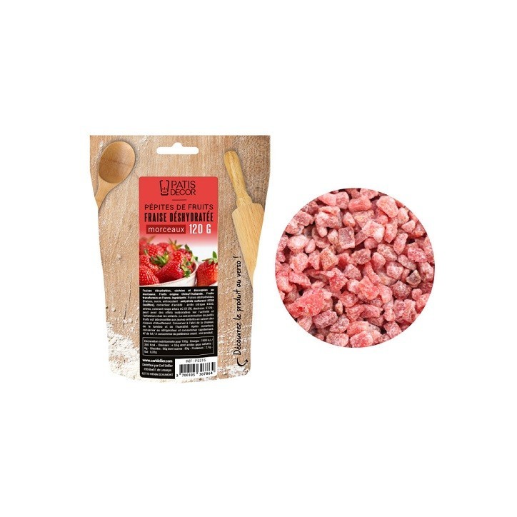 Patisdécor Getrocknete Erdbeerwürfel 120g – Fruchtige Deko für Kuchen & Desserts