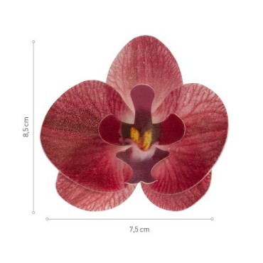 Edible Wafer Paper Orchids Burgundy 10 pcs – deKora Cake Flowers 8.5 cm
