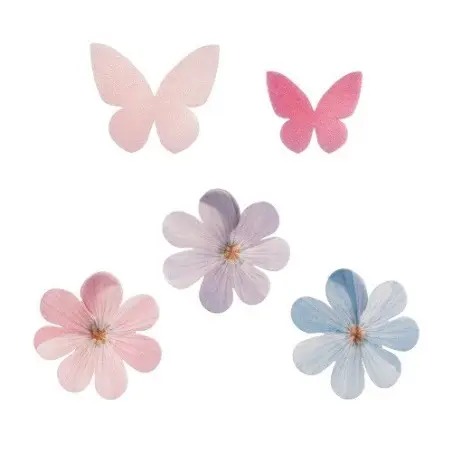 deKora Esspapier Blumen & Schmetterlinge 8 Stück – Pastell Tortendekoration