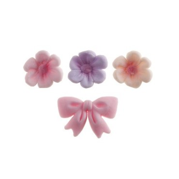 DeKora Sugar Decorations Bows & Flowers – 10 pcs Pastel Set