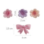 DeKora Pink Bow and Flower Cake Decor, 10 pcs
