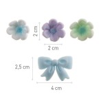 DeKora Blue Bow and Flower Cake Decor, 10 pcs