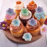 DeKora Blue Bow and Flower Cake Decor, 10 pcs