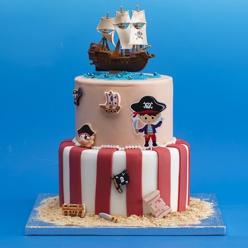 deKora Pirate Ship Cake Topper 11x11cm