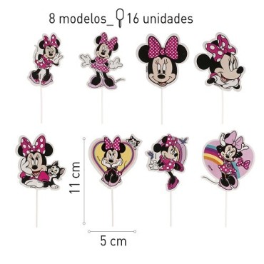 Minnie Mouse Cupcake Topper – 16 Stück | Disney Tortendeko für Kindergeburtstag