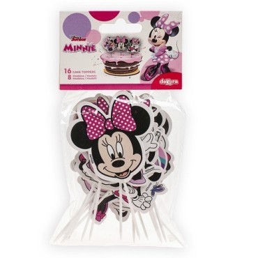 Minnie Mouse Cupcake Topper – 16 Stück | Disney Tortendeko für Kindergeburtstag