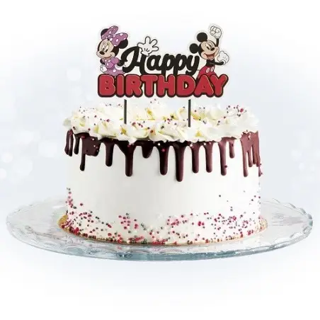 Minnie & Mickey Mouse Happy Birthday Cake Topper – 16.5 cm | Disney Decoration