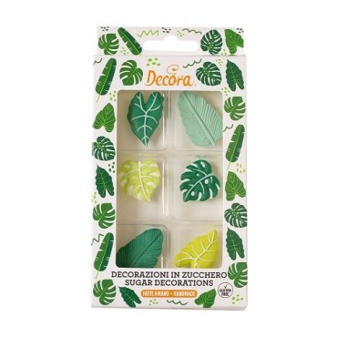 Decora Sugar Decorations Tropical Leaves – 6 pcs, Handmade & Gluten-Free