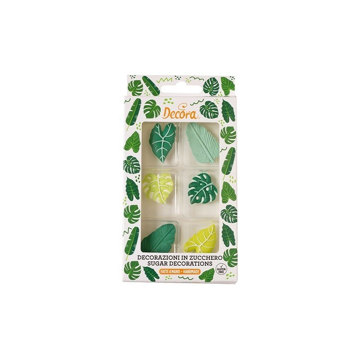 Decora Sugar Decorations Tropical Leaves – 6 pcs, Handmade & Gluten-Free Decora Sugar Decorations Tropical Leaves – 6 pcs, Handmade & Gluten-Free