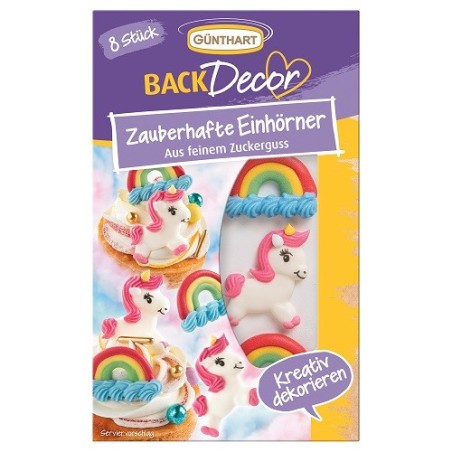 Einhorn - Günthart Zauberhafte Einhörner Zuckerdekor, 8 Stück