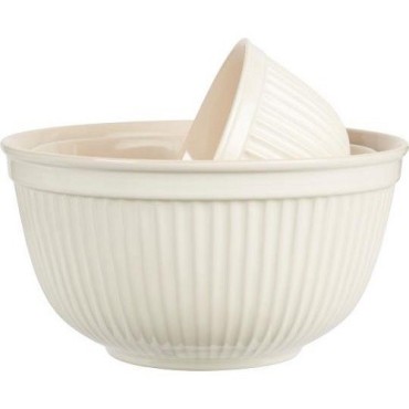 Ib Laursen Mynte Butter Cream Bowl Set – 3-Piece Stoneware Mixing Bowls