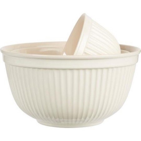 Ib Laursen Mynte Butter Cream Bowl Set – 3-Piece Stoneware Mixing Bowls
