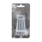 Silver Birthday Candles, 10 pcs
