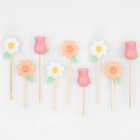 Meri Meri Flower Garden Kerzen, 9 Stück- Floral Pattern Cake Candles