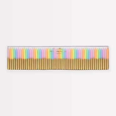 Meri Meri Pastell Mini Geburtstagskerzen, 50 Stück - Gedrehte Geburtstagskerzen Meri Meri Regenbogen Kerzen