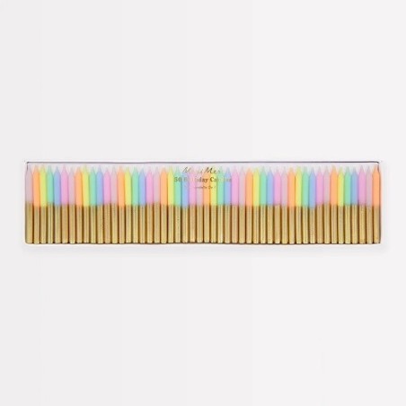 Meri Meri Pastell Mini Geburtstagskerzen, 50 Stück - Gedrehte Geburtstagskerzen Meri Meri Regenbogen Kerzen