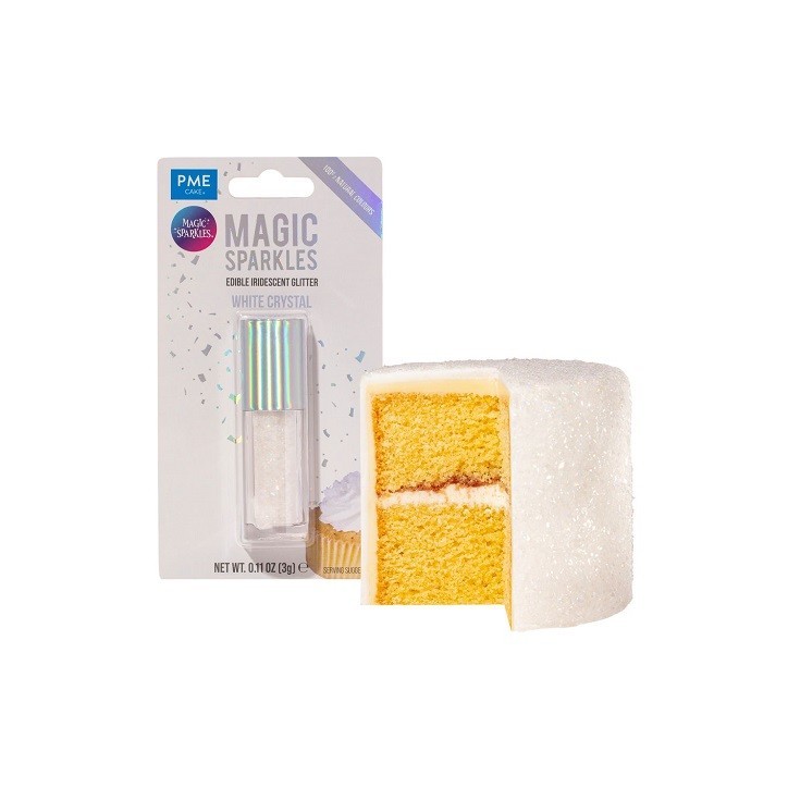 PME Magic Sparkles Edible Glitter White Crystal – 3g Jar