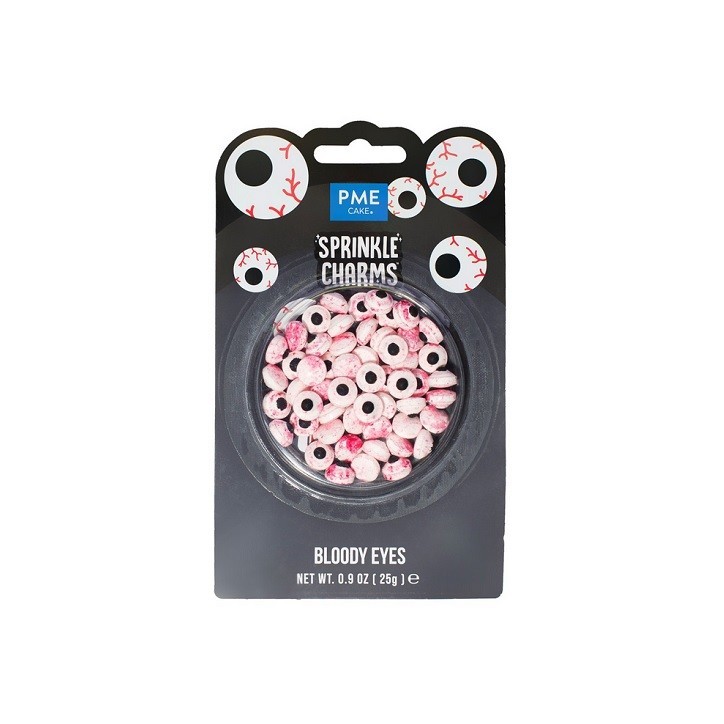 Essbare Halloween Zuckeraugen Bloody Eyes – PME Sprinkle Charms 25g