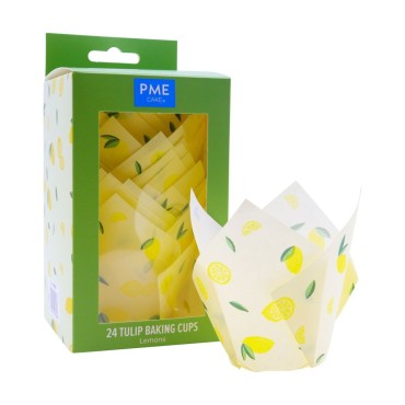 PME Tulip Baking Cups Lemons 24 pcs – Lemon Design Tulip Cupcake Cases