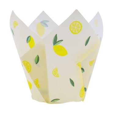PME Tulip Muffinförmchen Lemons 24 Stück – Tulpenförmige Cupcake Cases mit Zitronen-Design