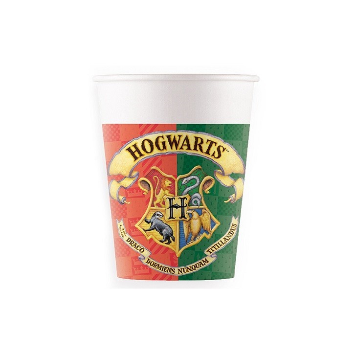 Harry Potter Pappbecher Hogwarts – 8 Stück, 250 ml