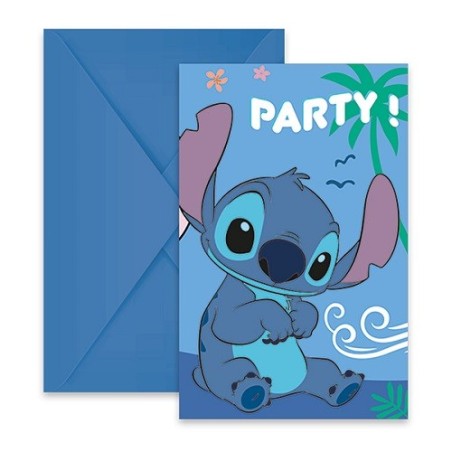 Stitch Einladungen mit Umschlägen – 6 Stück | Procos Party-Einladungskarten