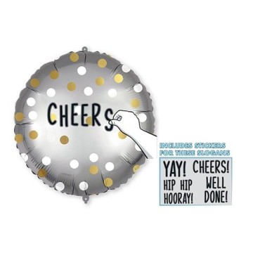 Customizable Silver Foil Balloon 45cm with Slogan Stickers – Reusable