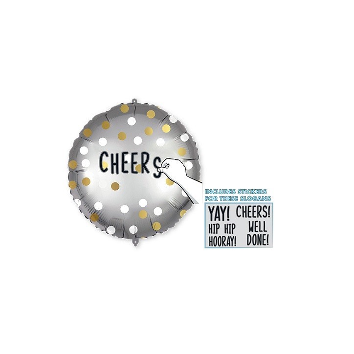 Customizable Silver Foil Balloon 45cm with Slogan Stickers – Reusable