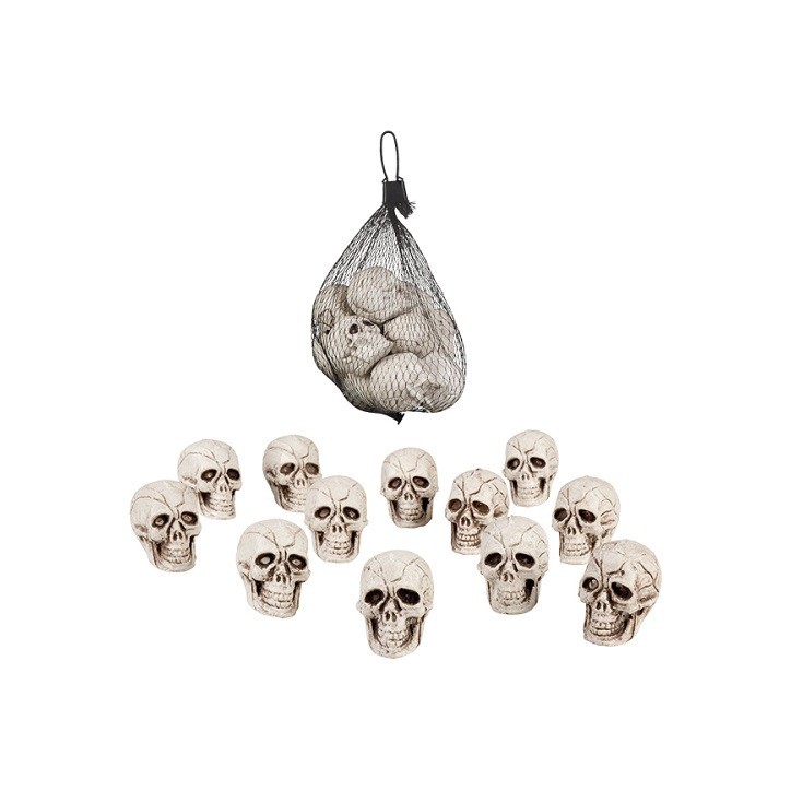Boland Mini Skulls 12 Pack – Halloween Decoration 4x3 cm for Indoor & Outdoor