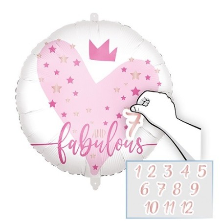 Procos Folienballon 45cm Herz mit Krone – personalisierbar mit Zahlenstickern 1–12