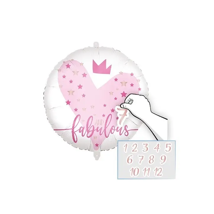 Procos Fabulous Foil Balloon 45cm Heart with Crown – Customisable with Number Stickers 1–12