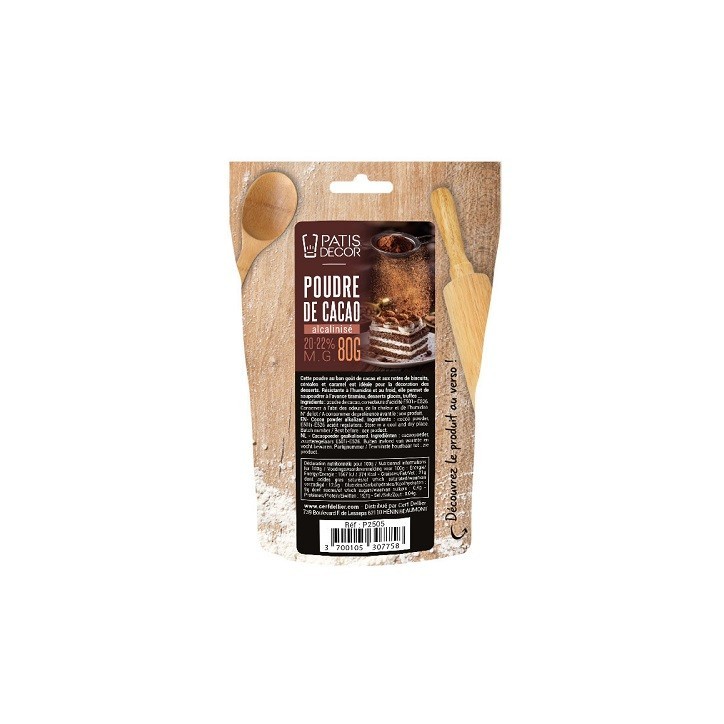 Patisdécor Cocoa Powder Alcalinisé 80g – Red-Brown Decoration Cocoa Patisdécor Cocoa Powder Alcalinisé 80g – Red-Brown Decoration Cocoa