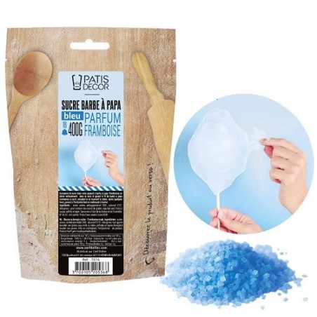 Patisdécor Zucker für Zuckerwatten Himbeere 400g – Blau, für 16 Portionen