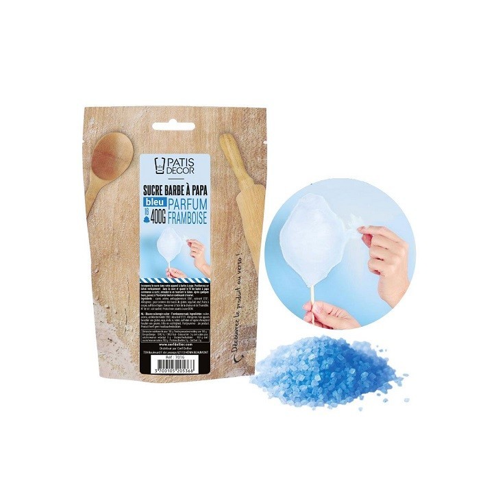 Patisdécor Cotton Candy Sugar Raspberry 400g – Blue, Makes 16 Servings