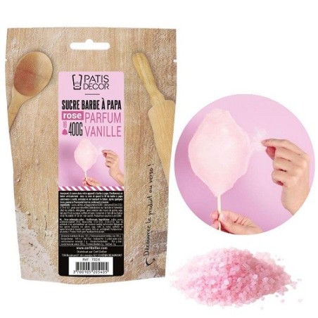 Patisdécor Cotton Candy Sugar Vanilla 400g – Pink, Makes 16 Servings