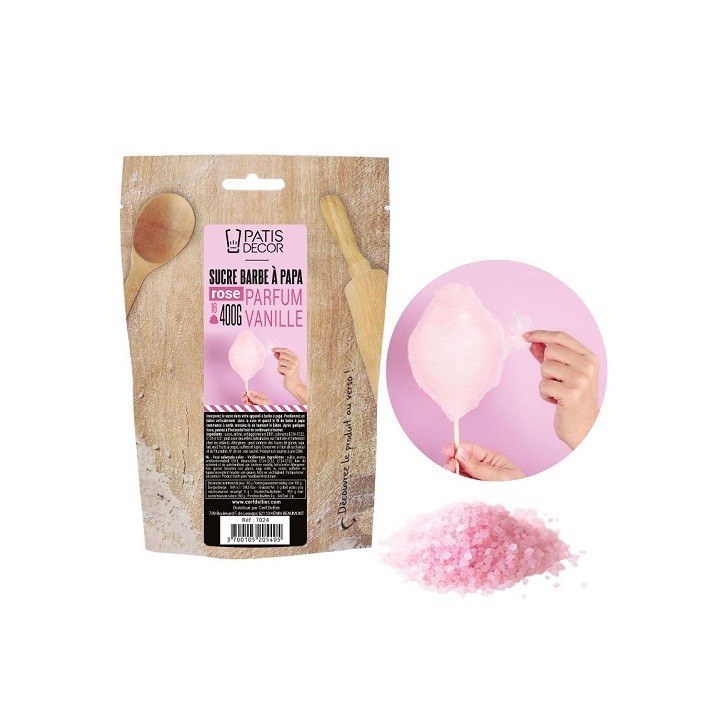 Patisdécor Cotton Candy Sugar Vanilla 400g – Pink, Makes 16 Servings
