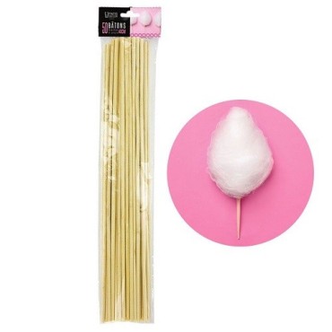 Patisdécor Zuckerwatte-Stäbchen 40 cm – Bambus, ca. 50 Stück