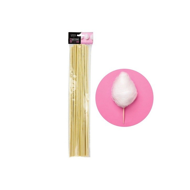 Patisdécor Zuckerwatte-Stäbchen 40 cm – Bambus, ca. 50 Stück Patisdécor Zuckerwatte-Stäbchen 40 cm – Bambus, ca. 50 Stück