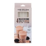 Patisdécor 4 Bubble Tea Trinkhalm aus Glas, 15cm