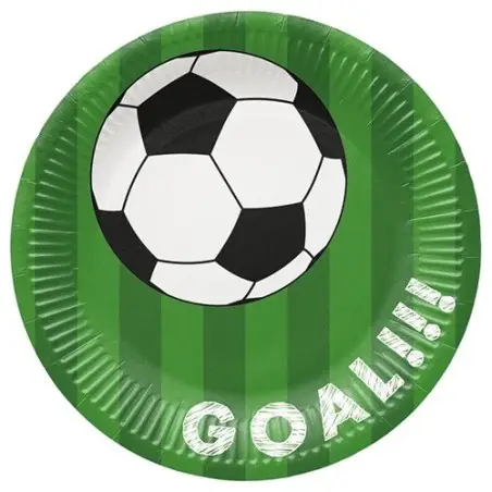 PAW Pappteller "Goal" Fussball, 8 Stück – Partyteller 23 cm für Fussballfeiern