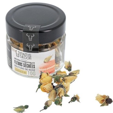 Patisdécor Ganze getrocknete gelbe Rosenknospen 8g – Essbare Blüten für Torten, Desserts & Tee