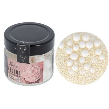 Patisdécor Edible White Pearls 70g – Cake Decoration for Weddings & Desserts