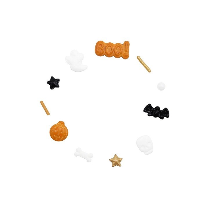 PME Halloween Streusel-Mix Jack-o-Lantern 60g – Kürbis, Geist & Fledermaus