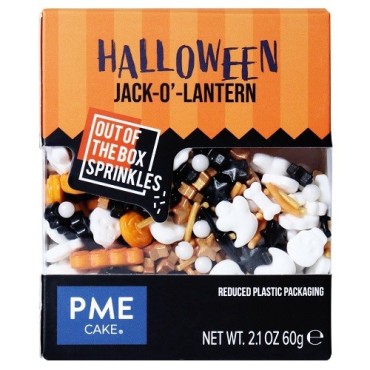 PME Halloween Streusel-Mix Jack-o-Lantern 60g – Kürbis, Geist & Fledermaus